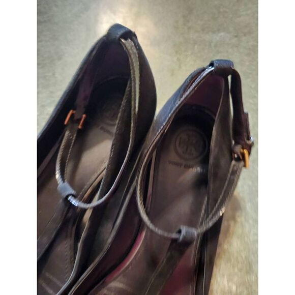 TORY BURCH Ashton black patent T-strap flat shoes sz 8 - Picture 5 of 6